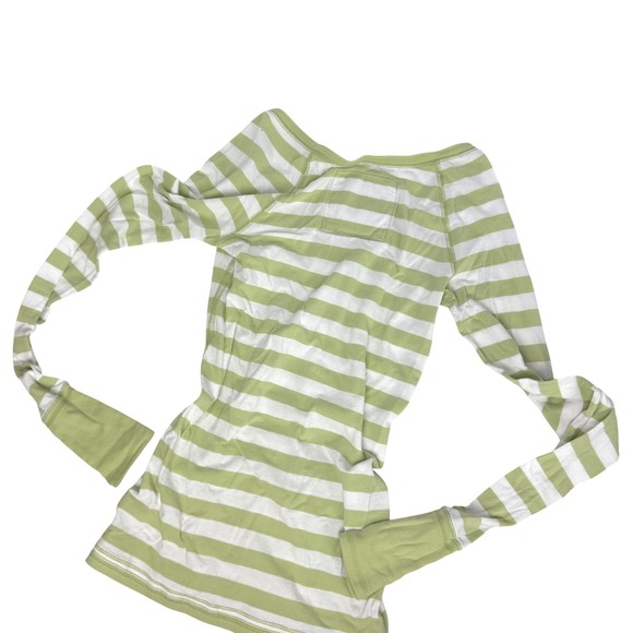 Abercrombie & Fitch Y2K Vtg Striped LS Bella Swan Top Green White Womens Large - Picture 7 of 9